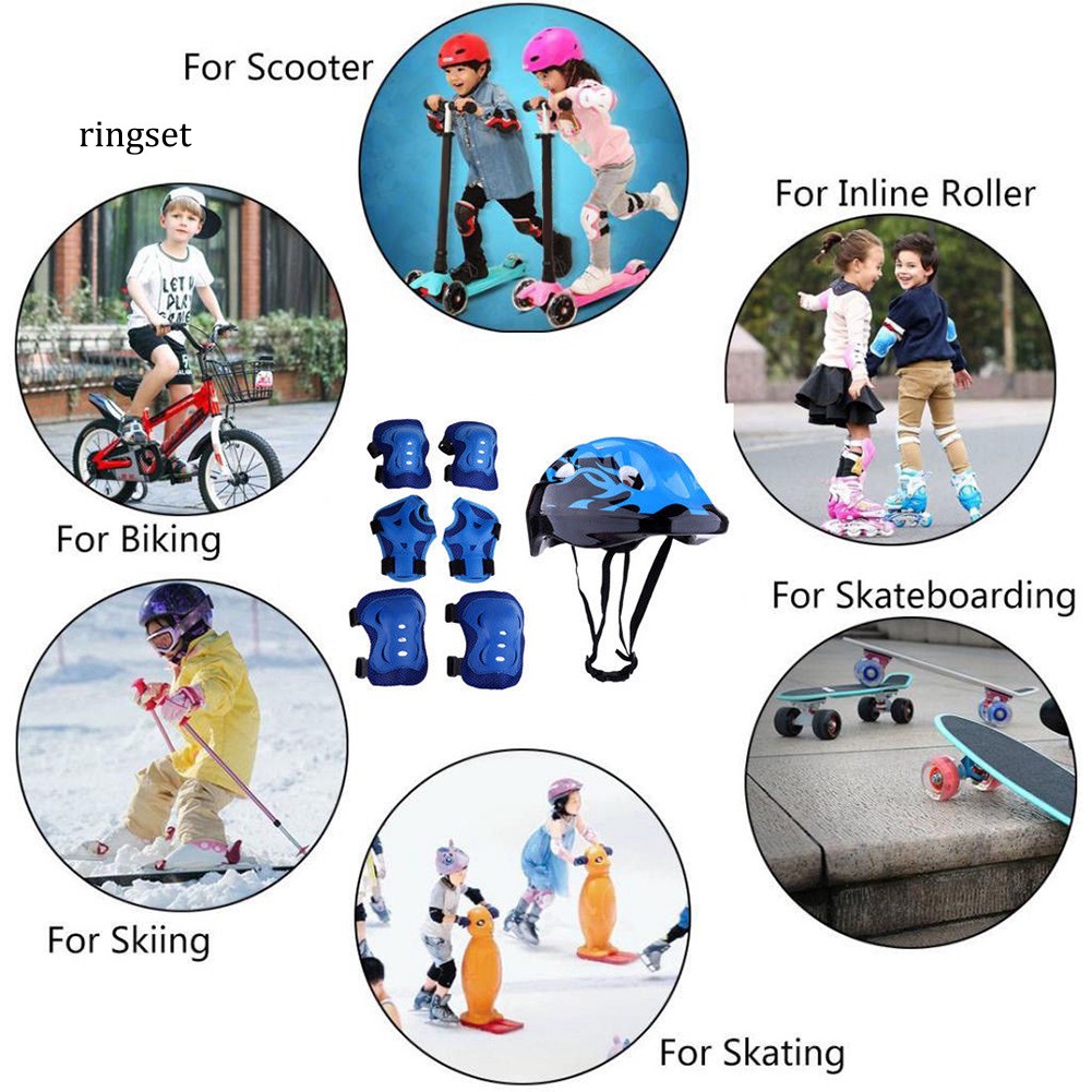 Bộ đồ bảo hộ 7 món gồm mũ bảo hiểm+tấm bọc bảo vệ tay chân dành cho bé trượt ván/ đi xe đạp