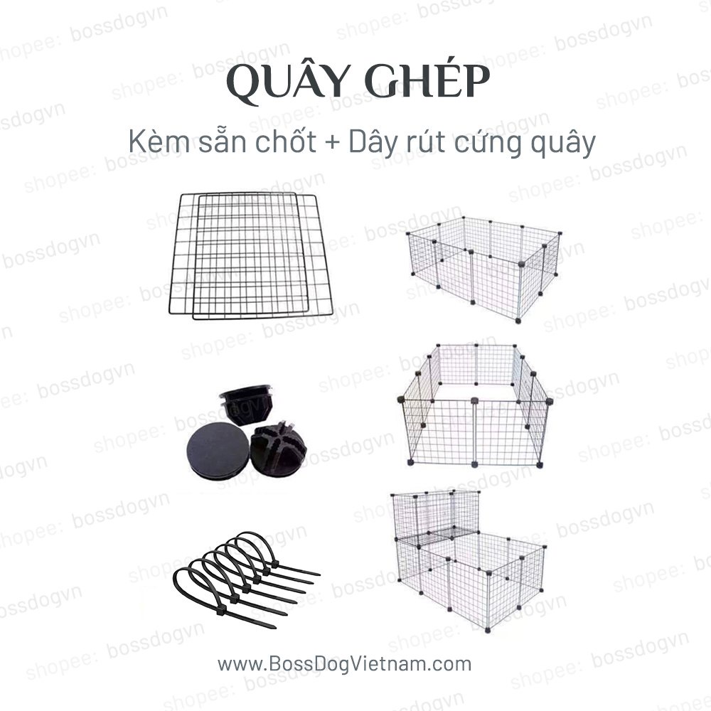 Quây ghép chó con (kèm sẵn chốt) - Hỗ trợ dạy cún vệ sinh đúng chỗ | BossDog