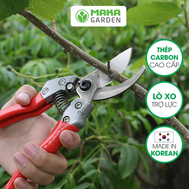 Kéo cắt cành Hàn Quốc Hwashin S-880 , Siêu bén, không rỉ, có khóa an toàn, làm từ thép cacbon cao cấp, SX tại Hàn Quốc