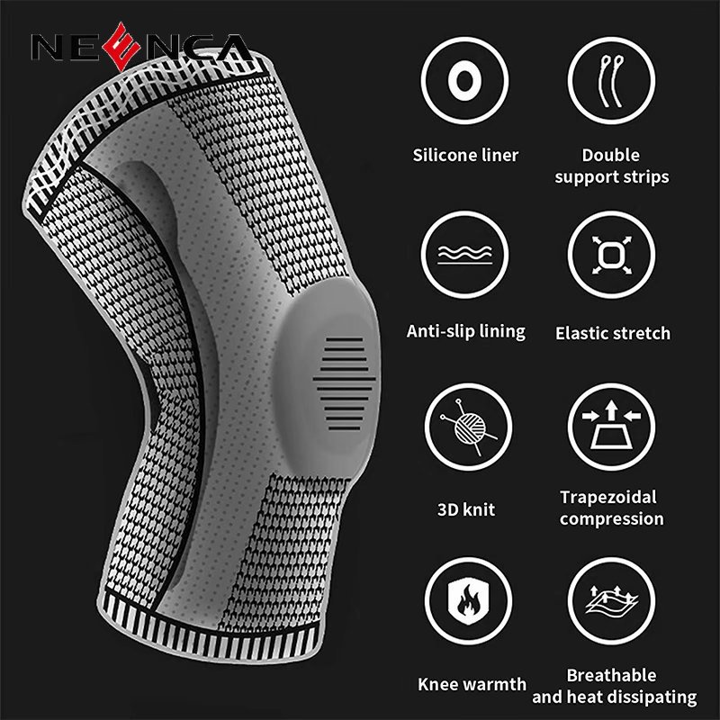 Băng đệm đầu gối NEENCA bằng silicone lò xo trợ lực chuyên dụng bảo vệ bánh chè tập gym/ bóng đá/ bóng rổ/ chạy bộ