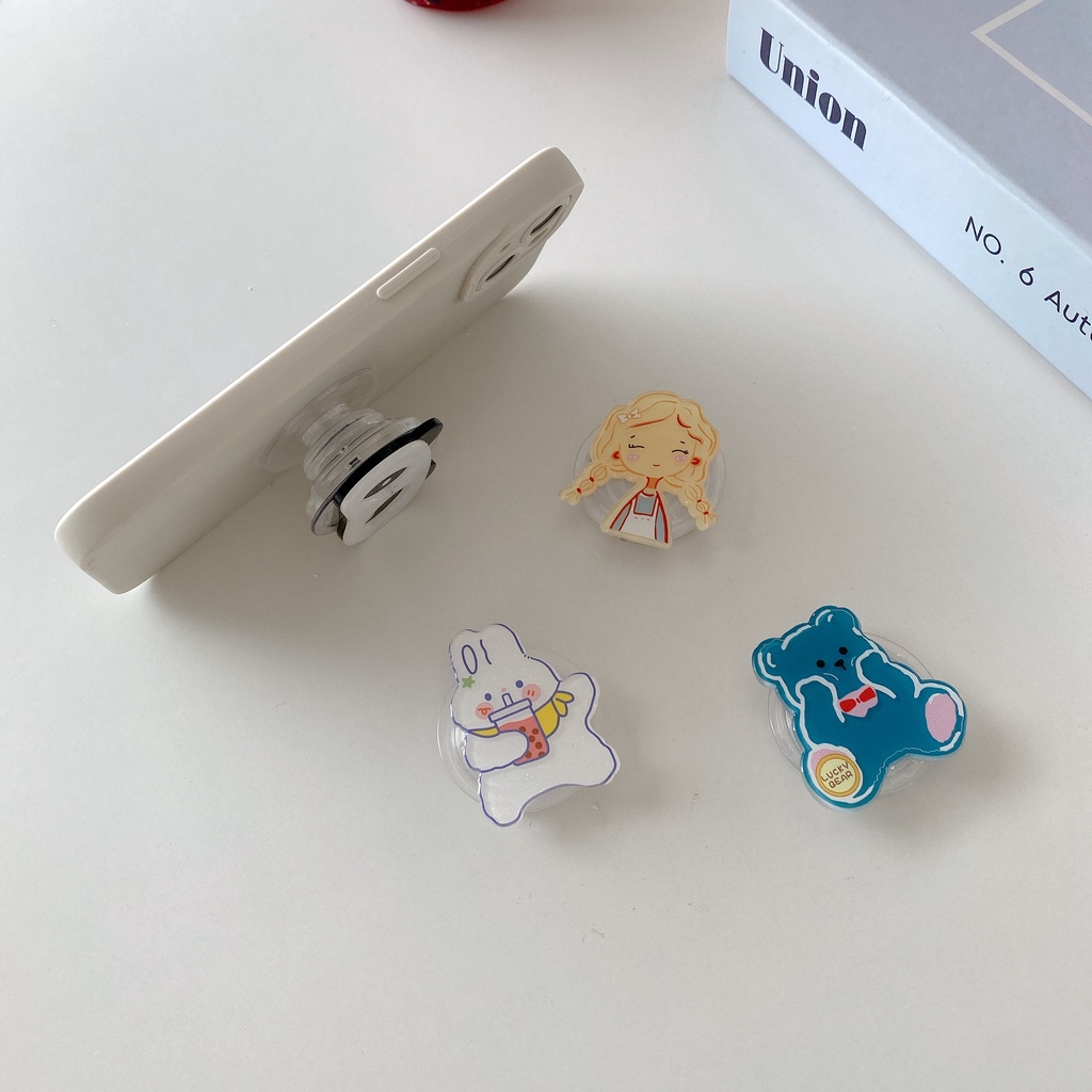 Giá Đỡ Điện Thoại acrylic Hình Thỏ Hoạt Hình 3D Đơn Giản Chống Rơi Tiện Dụng