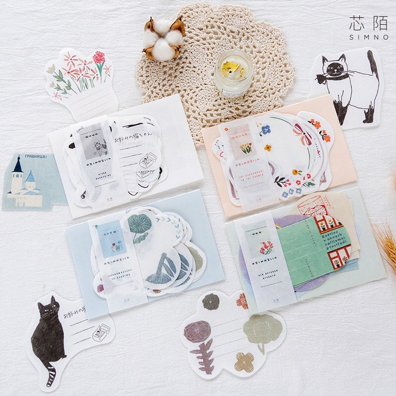 Túi 15 tờ giấy ghi chú + một phong bì độc đáo