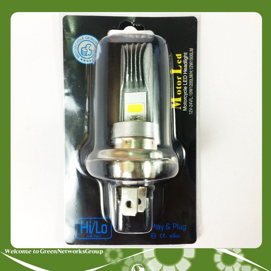 Đèn pha led chân H4 Rãnh 2 tim ánh sáng trắng vàng Greennetworks