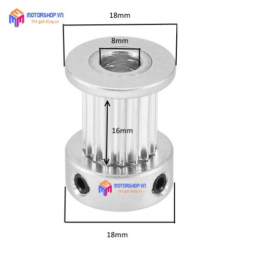 MTS Puly Bánh Răng Nhôm 5M 10 Răng Bản 16mm Trục 5mm và 8mm