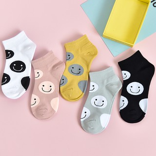 Tất cổ ngắn nữ thêu mặt cười