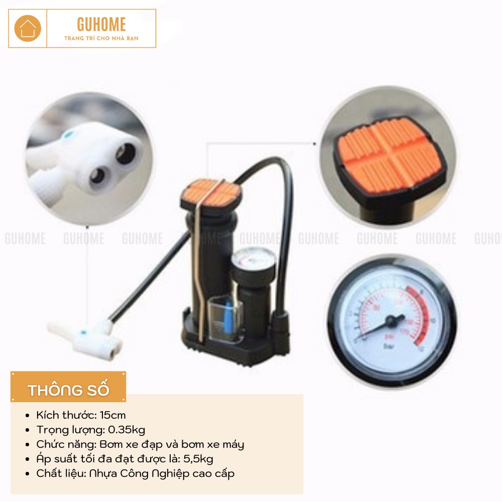 Bơm Xe Máy, Xe Đạp Mini Để Trong Cốp Xe