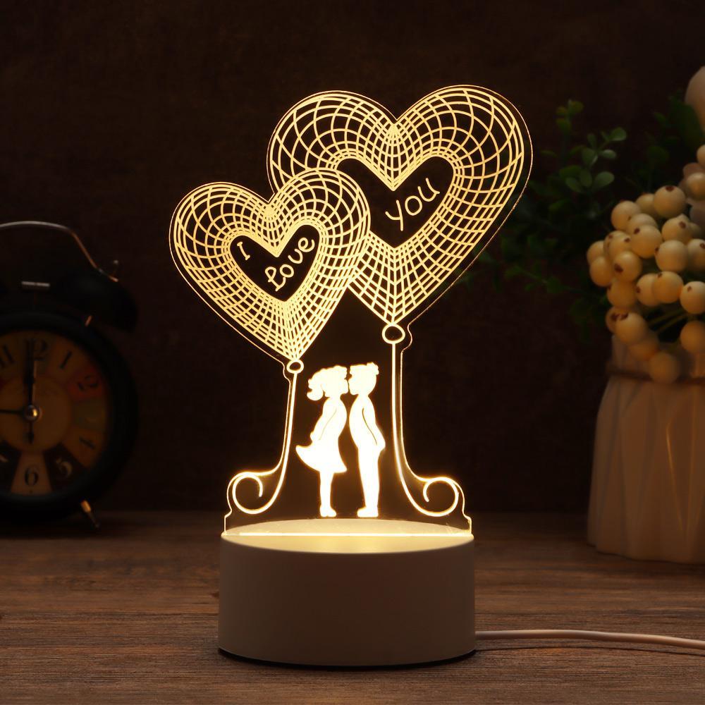 Đèn LED 3D Bằng Acrylic Dễ Thương Dùng Trang Trí Nhà Cửa / Dịp Valentine
