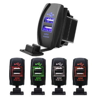 Ổ cắm sạc hai cổng usb 12-24v 3.1a chống nước cho xe hơi / xe máy