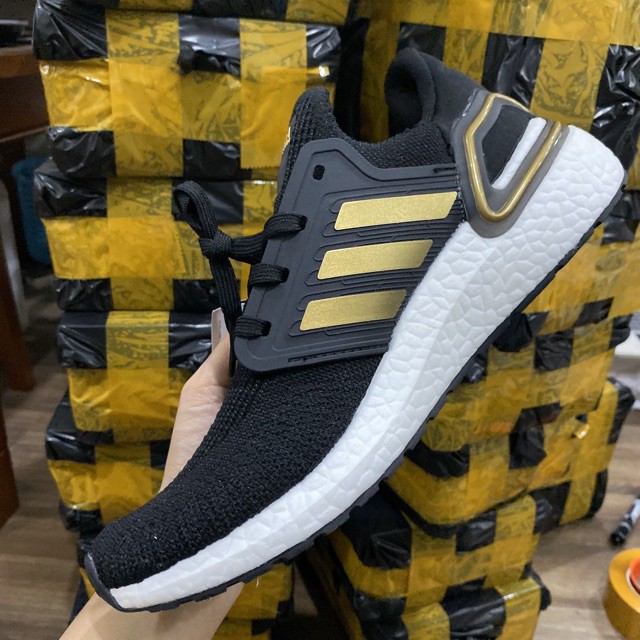 (Video cận cảnh) Giày thể thao sneakers ultra boost 6.0 đen vàng