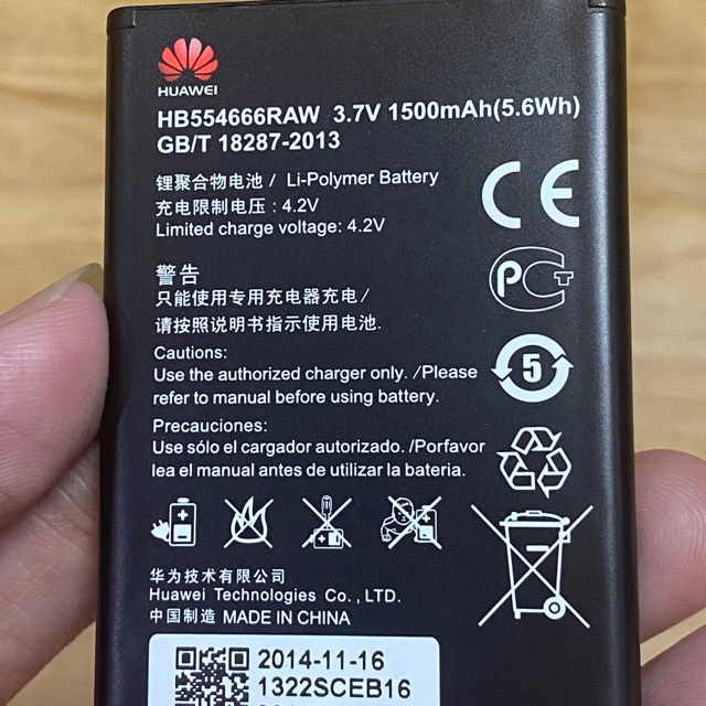 Pin Cho Bộ Phát Huawei E5330, Vodafone R207... Dung Lượng 1500mAh Mã Model Pin: HB554666RAW 3.7V (5.6Wh)