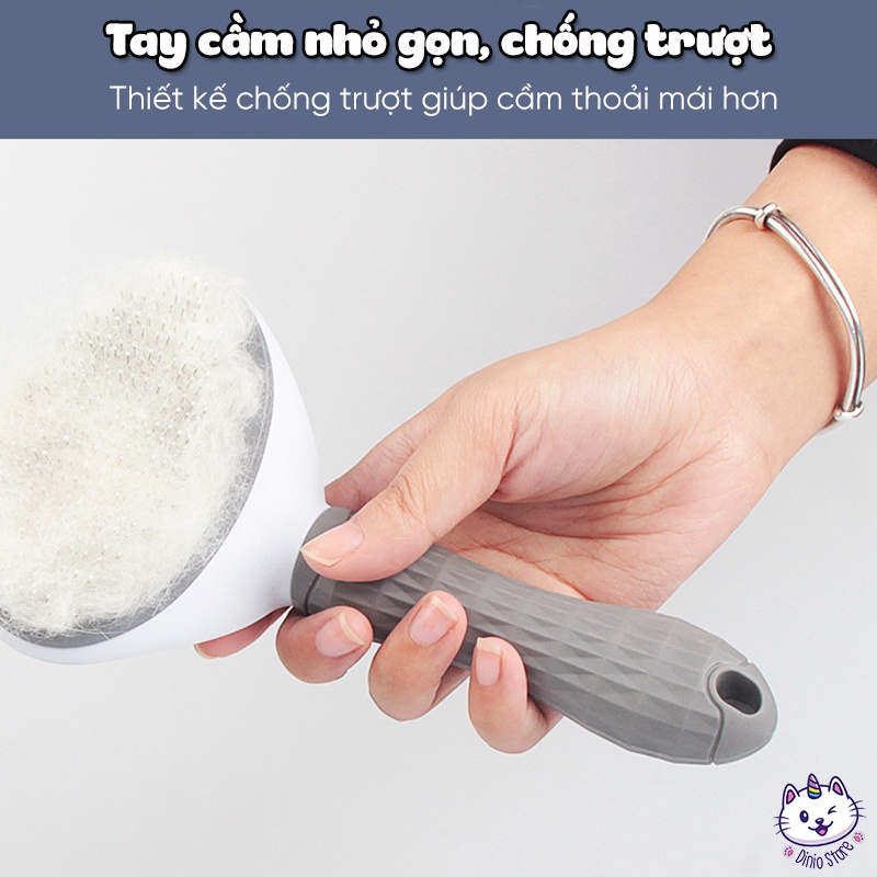 Lược chải lông chó mèo có nút bấm CHÍNH HÃNG CLEAN chải lông chó mèo