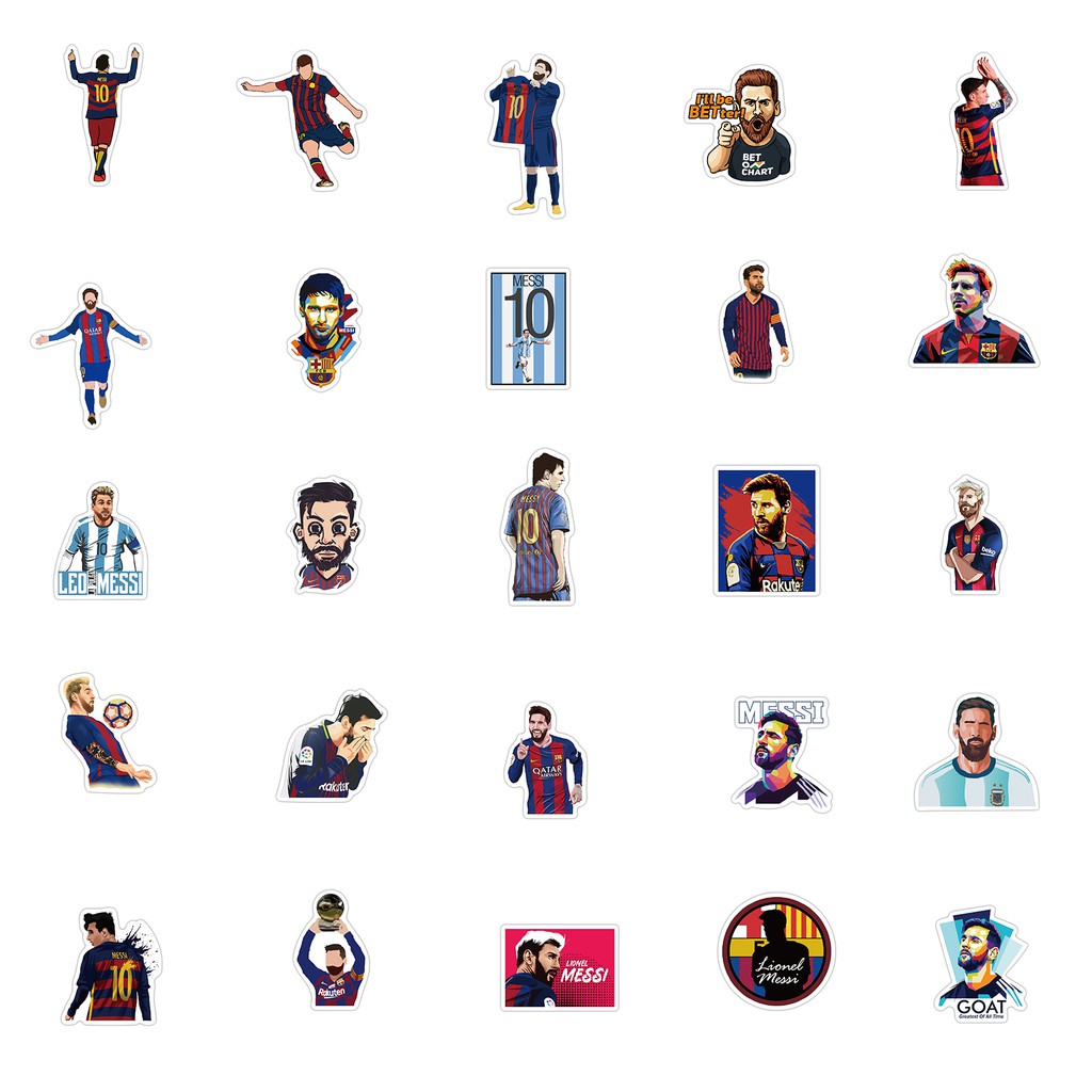 Set 50 nhãn dán hình cầu thủ bóng đá Messi