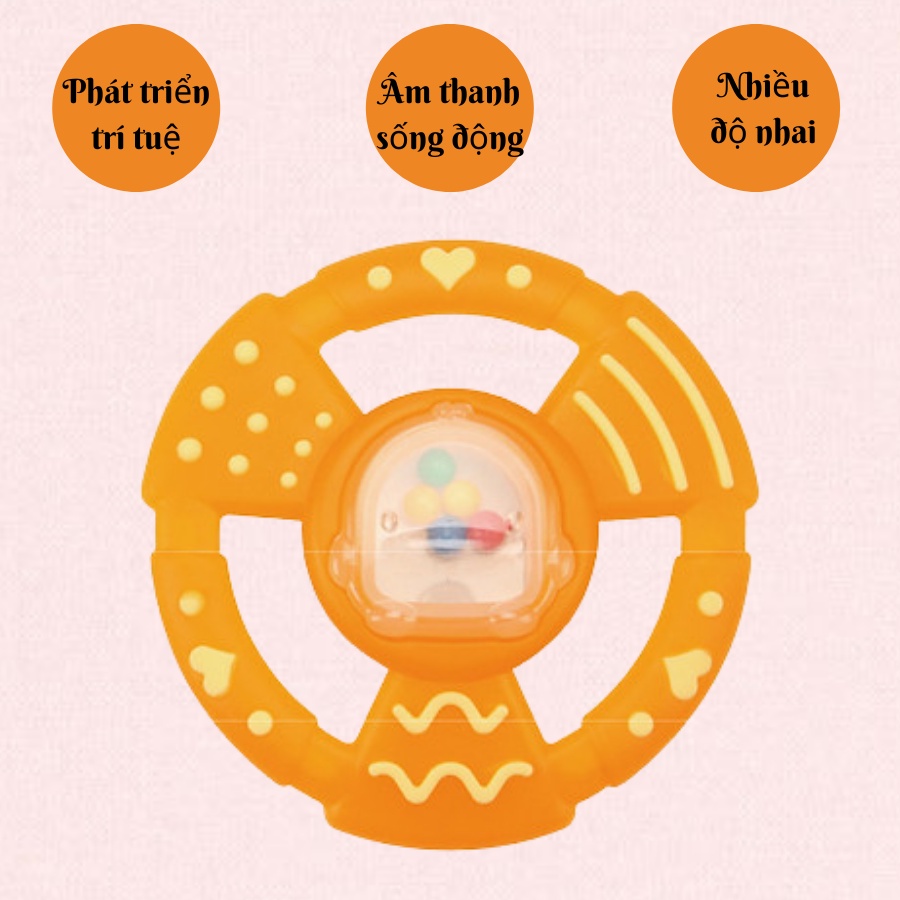 Ngậm nướu dạng xúc xắc hình bánh xe Piyo Piyo cho trẻ từ 6 tháng