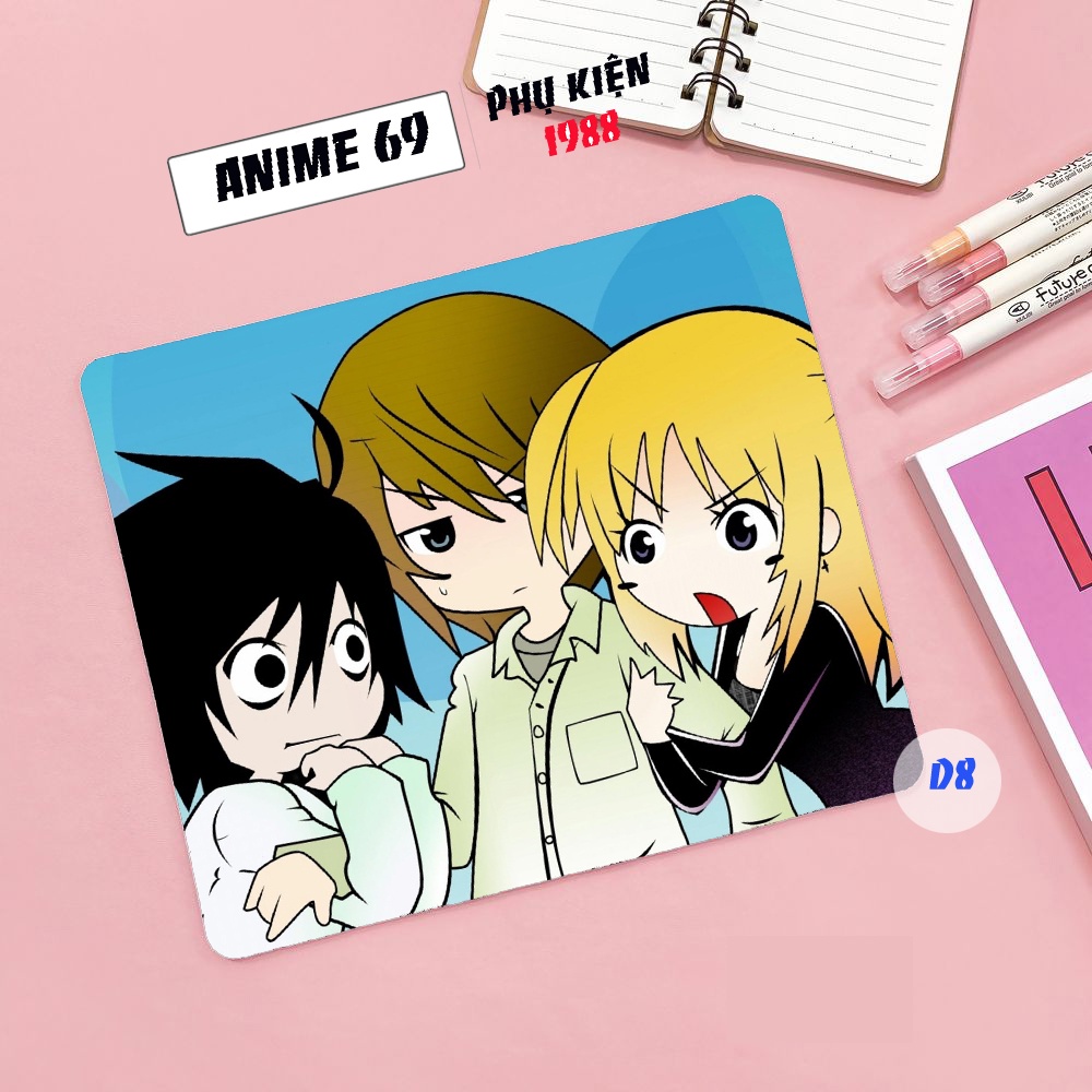 Lót chuột -death-note-  khổ 21x26x03 bo viền nhiễu mẫu