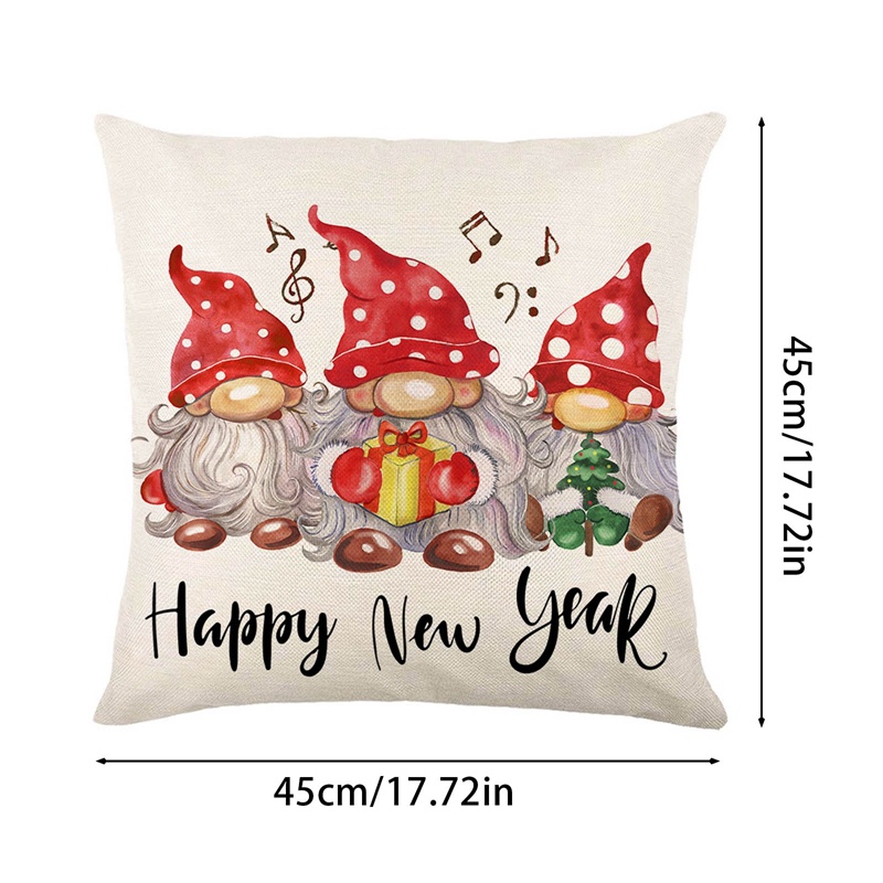 Vỏ Gối Vải Lanh In Chữ Happy Christmas Năm Mới 2022