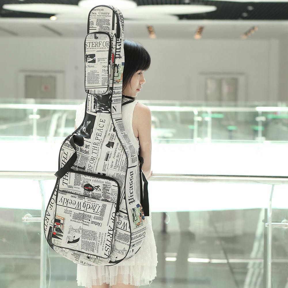 Túi chuyên đựng đàn ghita 40 inch chống thấm nước in họa tiết báo chí độc đáo tiện lợi