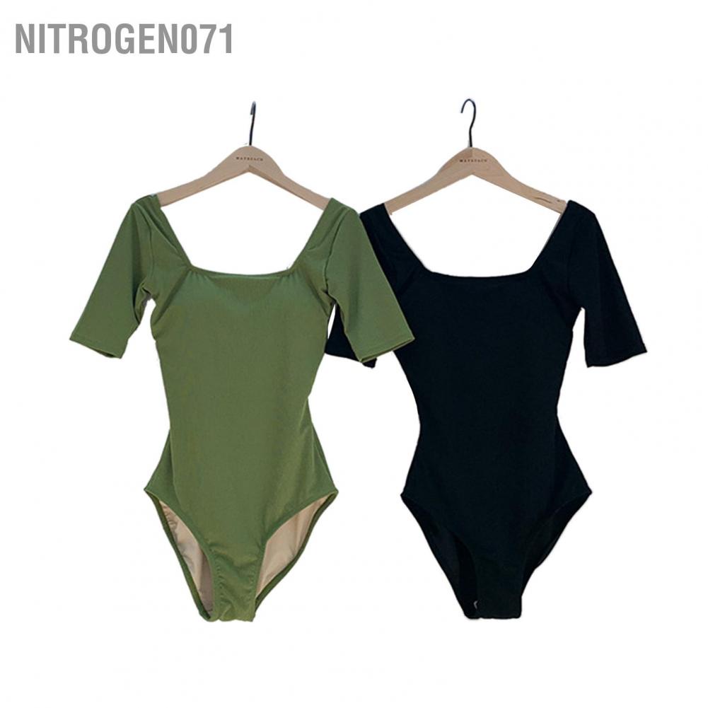 Nitrogen071 Short Sleeve One Piece Swimsuit Woman Backless Push Up Swimwear for Swimming Hot Spring Beach