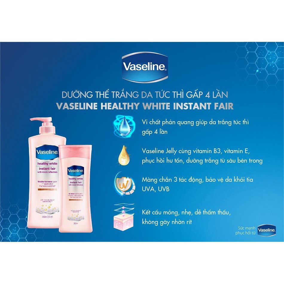 Combo Sữa Dưỡng Thể Vaseline Ban Ngày và Ban Đêm