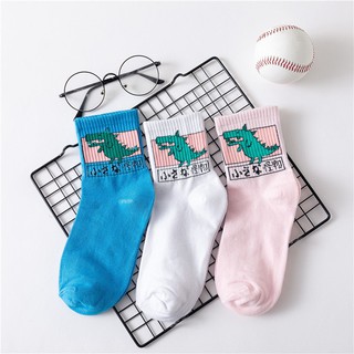 Tất Vớ Cổ Cao Hình Dino Vớ Cotton Cổ Cao In Họa Tiết Hoạt Hình Vui Nhộn Phong Cách Nhật Hàn Cho Nam Nữ Ulzzang