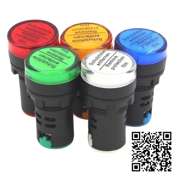 Đèn báo pha AD136-22DS phi 22 bóng đèn led điện áp 24VDC, 220VAC lắp đặt tủ điện ánh sáng chuẩn đẹp