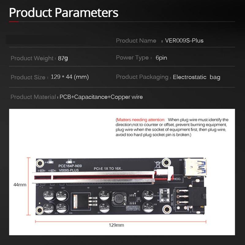 Card mở rộng PCI-E VER 009S Express 1X 16X màu đỏ và đen | BigBuy360 - bigbuy360.vn