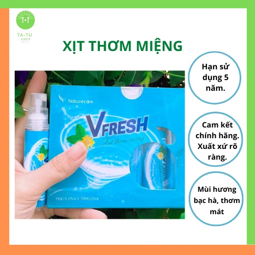 Đảm bảo chính hãng Xịt thơm miệng V-fresh 10ml, hơi thở thơm mát, tự tin giao tiếp.
