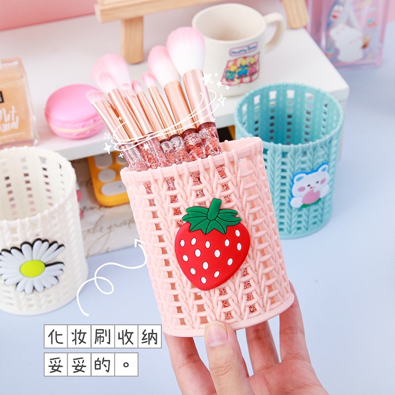 Lọ Đựng Bút Nhựa - Lọ Cắm Bút Để Bàn Làm Việc, Văn Phòng Kiểu Dáng Hàn Quốc Cute