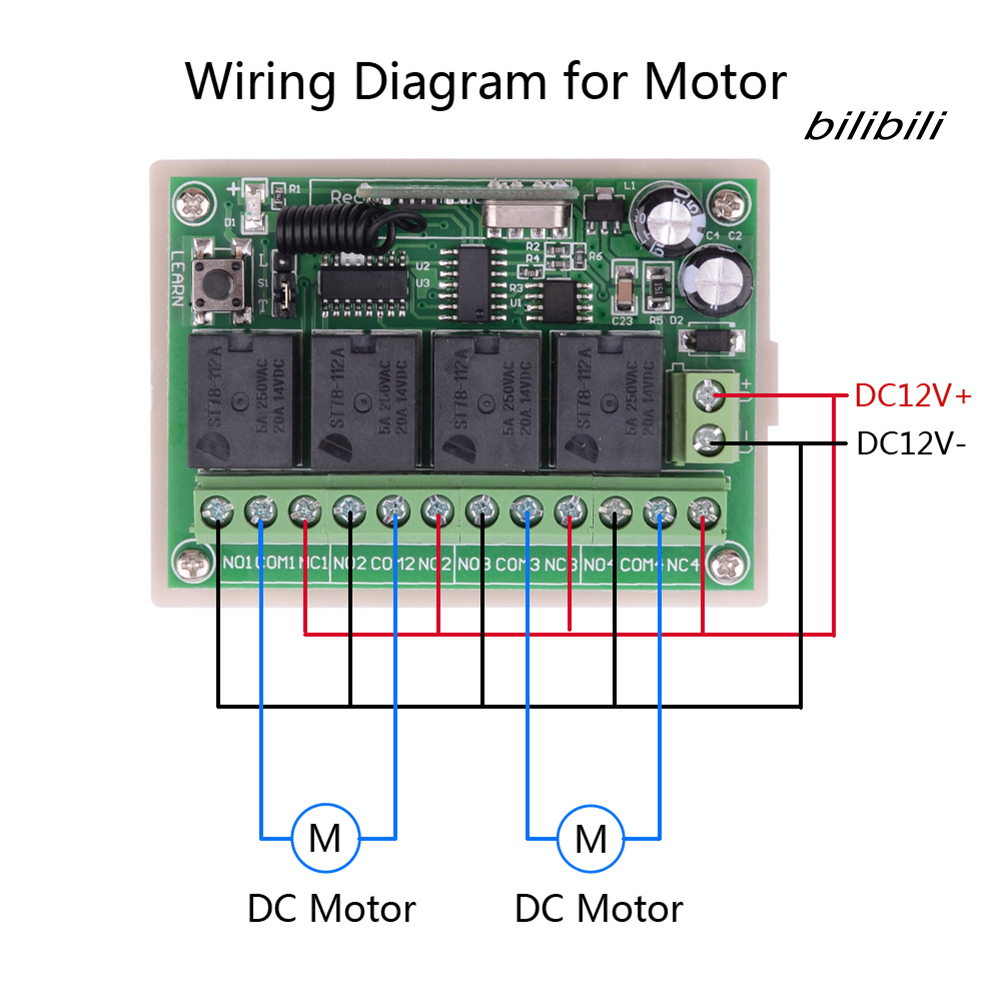 Mô Đun Công Tắc Điều Khiển Từ Xa Không Dây G1Bilili Dc 12v 4ch 433mhz