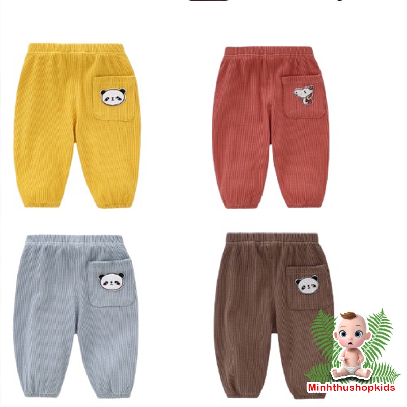 Quần trẻ em - Quần bomber tăm gân hình thú bé trai bé gái 8-18kg