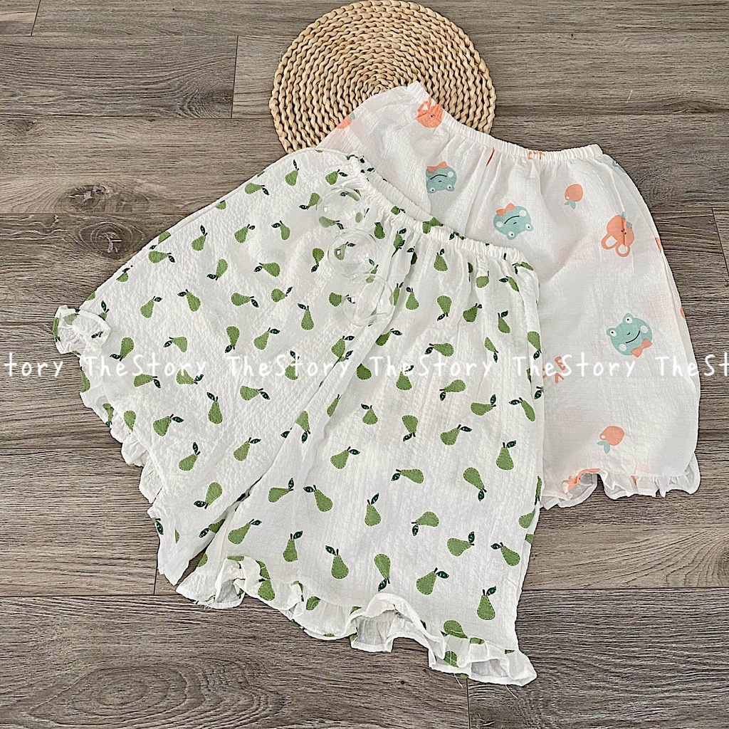 [STR] [ẢNH THẬT SHOP CHỤP] Bộ đồ ngủ cổ vest vải đũi loại ngắn tay S598
