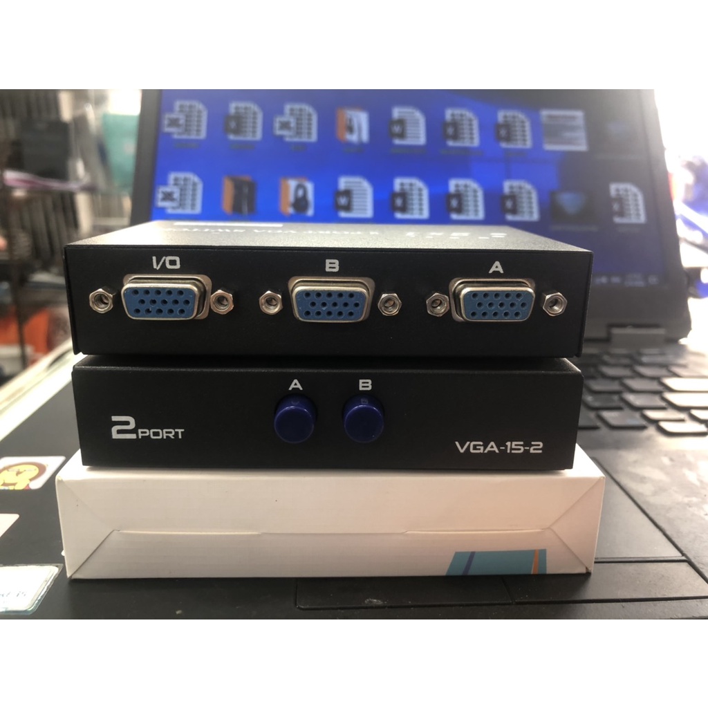 Bộ chia VGA 2 CPU Ra 1 Màn Hình  FJGEAR FJ-15-2C (2 Port VGA Video Switch) FJGEAR