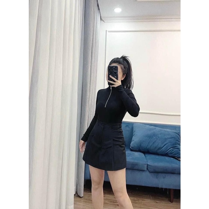 Chân váy nữ chữ A chun sau tôn dáng vải kaki