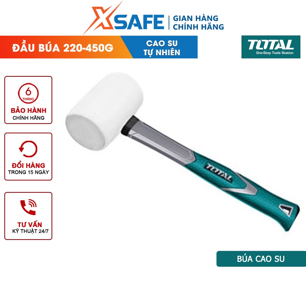 Búa cao su trắng TOTAL chất liệu cao su, chống dầu chống mài mòn, tay cầm gỗ chắc chắn, tăng ma sát - chính hãng