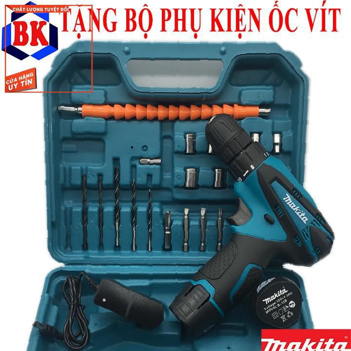 Máy khoan Makita 12V - Tặng bộ phụ kiện 24 chi tiết – Có bảo hành - Máy Khoan Gỗ, Máy Bắt Vít MAKITA 12V