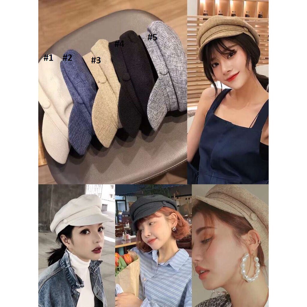 [SR20K246 giảm 50% tối đa 20k đơn 0đ] Mũ beret Navy có vành kiểu dáng thời trang