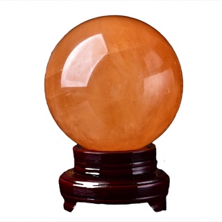 Bi cầu canxit mật ong kèm đế gỗ xoay [ hàng đẹp ]