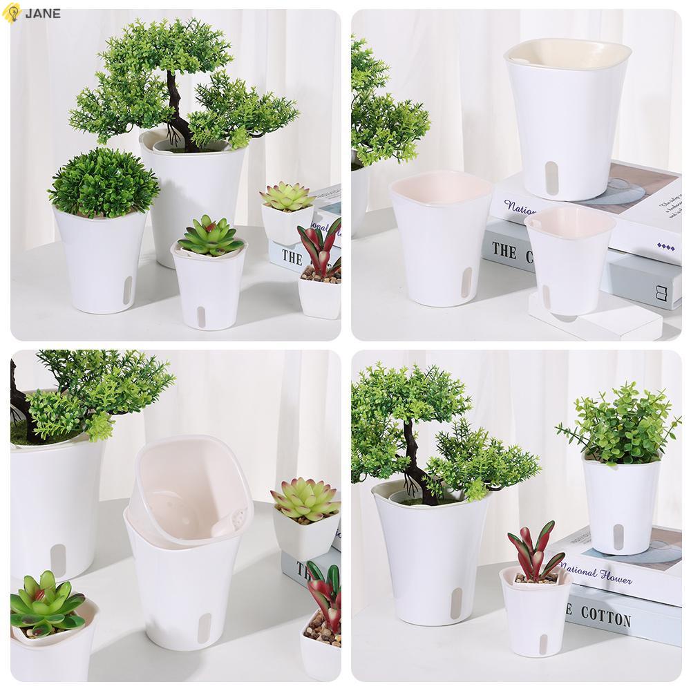 Chậu trồng cây thủy canh 2 tầng tự tưới nước kèm dây thừng cotton tiện dụng