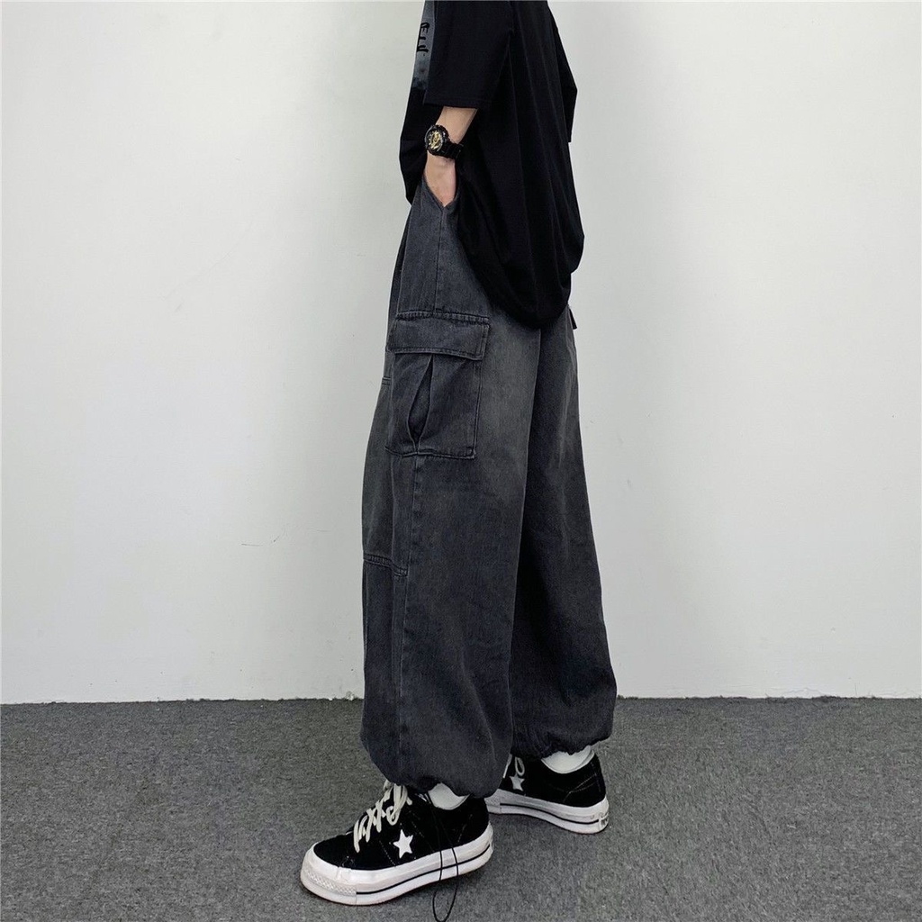 Quần Jean Ống Rộng Phong Cách Hip Hop Đường Phố Cá Tính Cho Nam Và Nữ Y2k