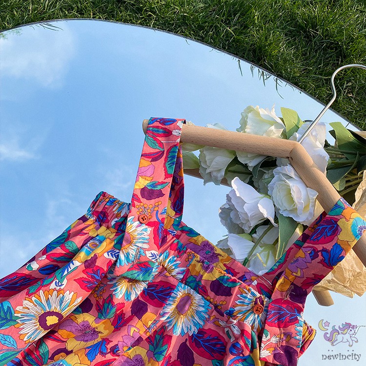 Đầm Hai Dây In Hoa Phong Cách Hàn Quốc Thời Trang Mùa Hè Cho Bé Gái