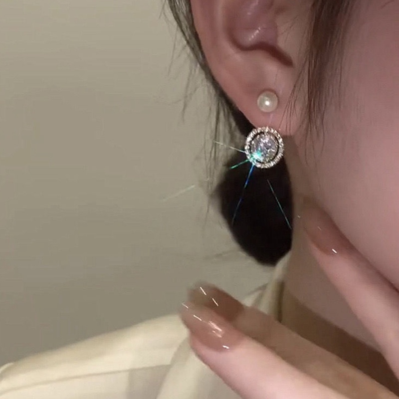 Khuyên Tai Tròn Đính Ngọc Trai Đơn Giản