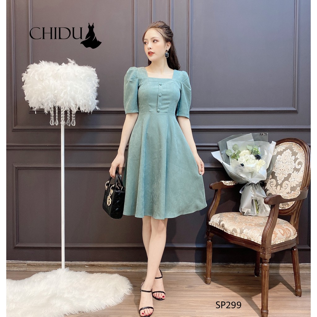 CHIDU váy công sở cổ vuông tay lỡ- SP299 | BigBuy360 - bigbuy360.vn