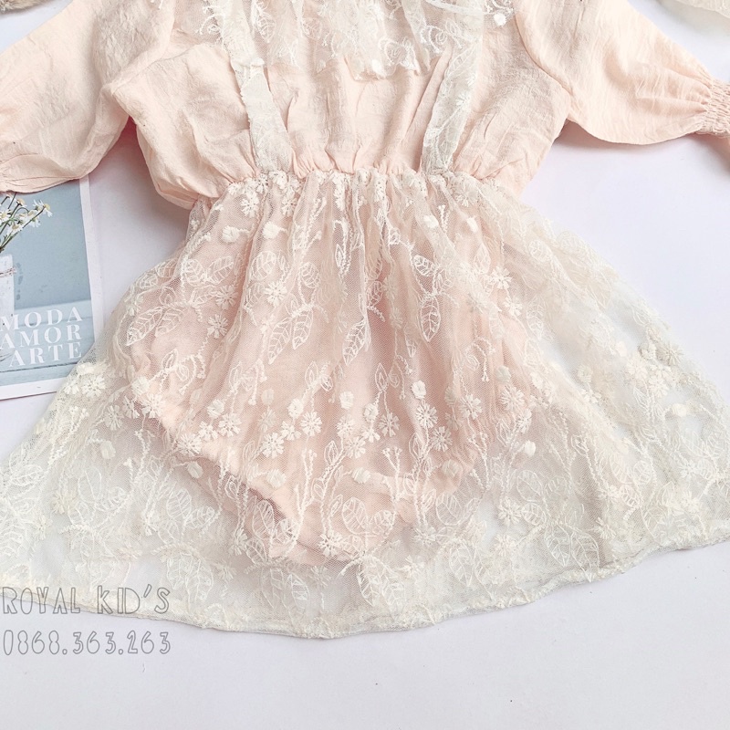 Body Váy dài tay cho bé , Phối zen hoa tiết ROYAL KIDS