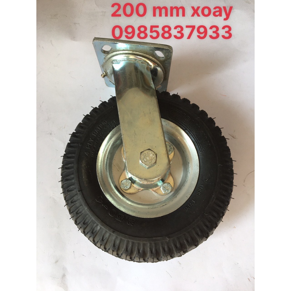Bánh xe hơi 200 mm xoay dùng lắp xe đẩy di chuyển êm ái dễ dàng