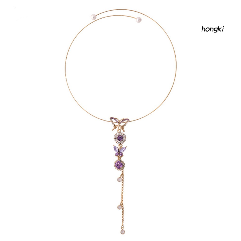BUTTERFLY (Hàng Mới Về) Vòng Cổ Choker Hình Bướm Đính Đá Nhân Tạo Thời Trang Dành Cho Nữ
