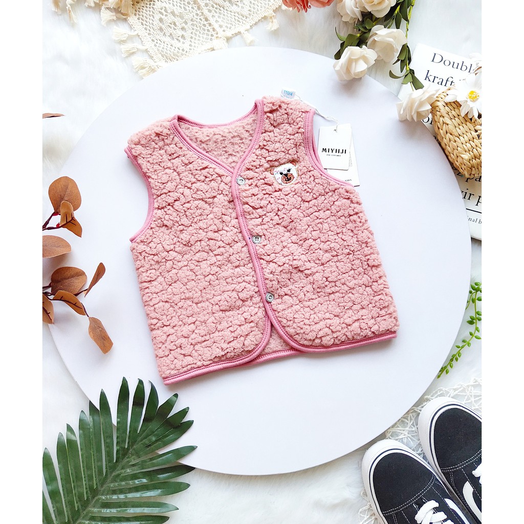 Áo Gilê lông cừu siêu mềm, siêu mịn cho bé 3-15kg - AGLLC0380 -