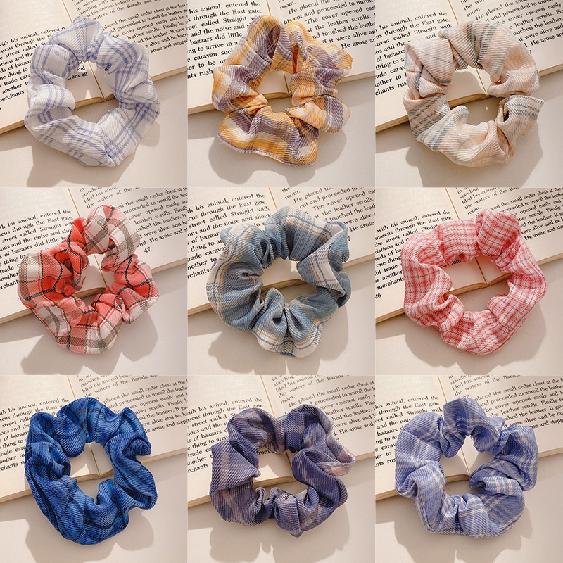 Dây buộc tóc họa tiết sọc caro phong cách thời trang nhật bản (50 kiểu dáng lựa chọn)