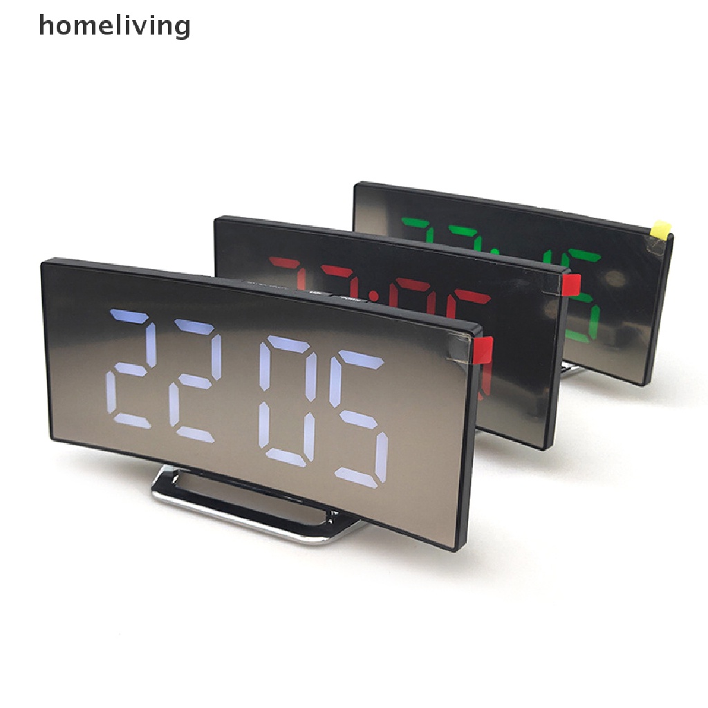 Đồng Hồ Báo Thức Kỹ Thuật Số 7 Inch Có Đèn Led Dạng Cong Để Bàn