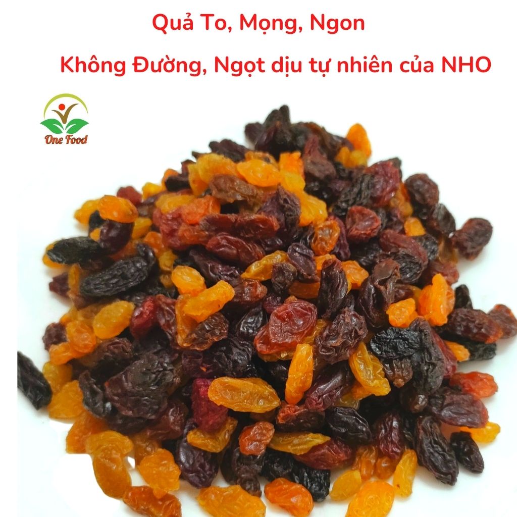 Nho Khô Raisins Mix Vị Hỗn Hợp Thập Cẩm 3 Màu, nho Đen, Đỏ,Vàng, Trái Cây Sấy,NHO CHILE Chuẩn,OneFood68