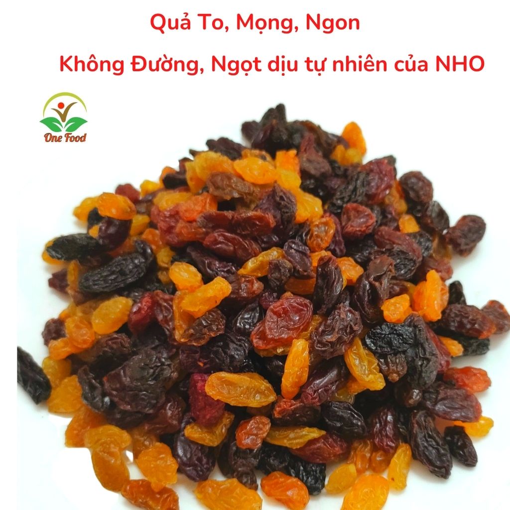 Nho khô mix vị 500g chuẩn Mỹ ăn liền loại 1, nho khô Raisins không hạt thập  cẩm 3 màu, Đồ Ăn Vặt Hà Nội, OneFood68