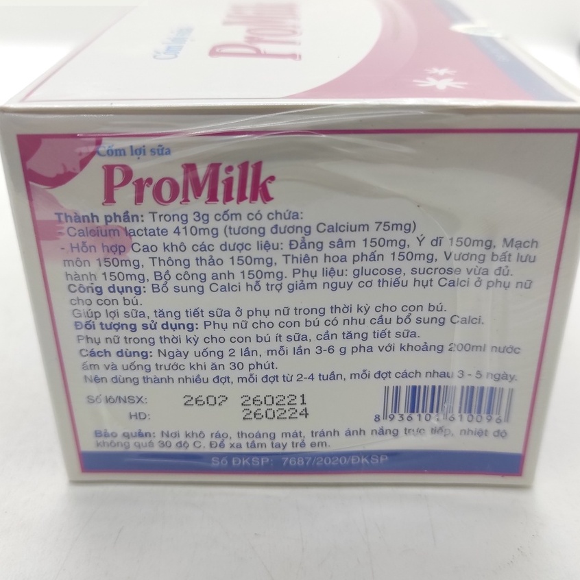 Cốm Lợi Sữa ProMilk Tăng Tiết Sữa Ở Bà Mẹ Cho Con Bú, Bổ Sung Calci